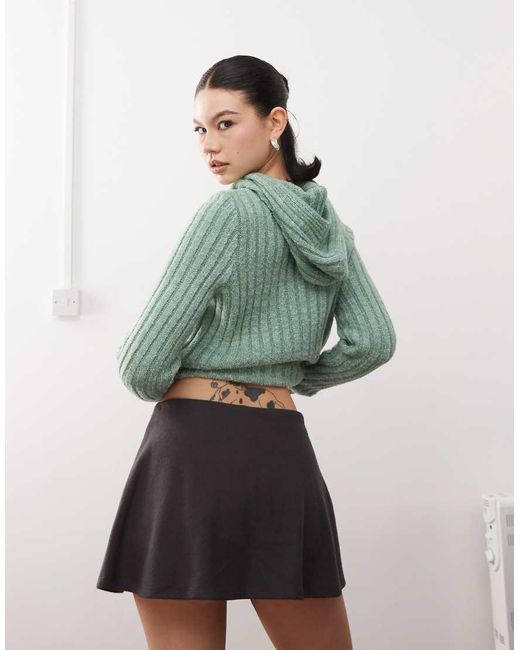 Collusion Green Brushed Rib Micro Mini Skort