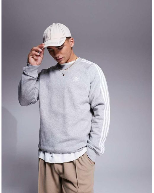 Adidas Originals Gray Adicolor Three Stripe Sweatshirt for men