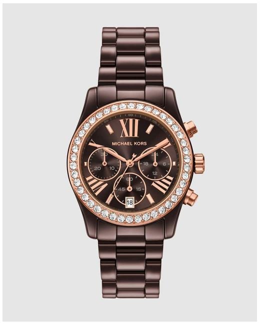 Michael Kors Brown Lexington Chronograph Ceramic Watch