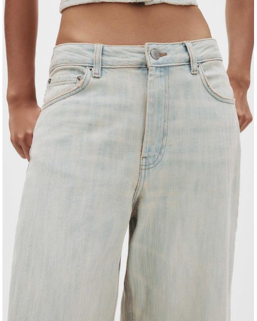 Jean baggy à taille mi-haute - pâle Pull&Bear en coloris White