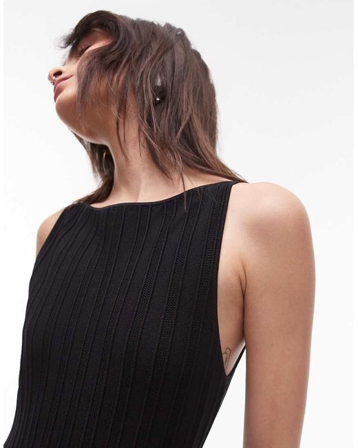 & Other Stories Black Fine Knit Maxi Dress With Boat Neck