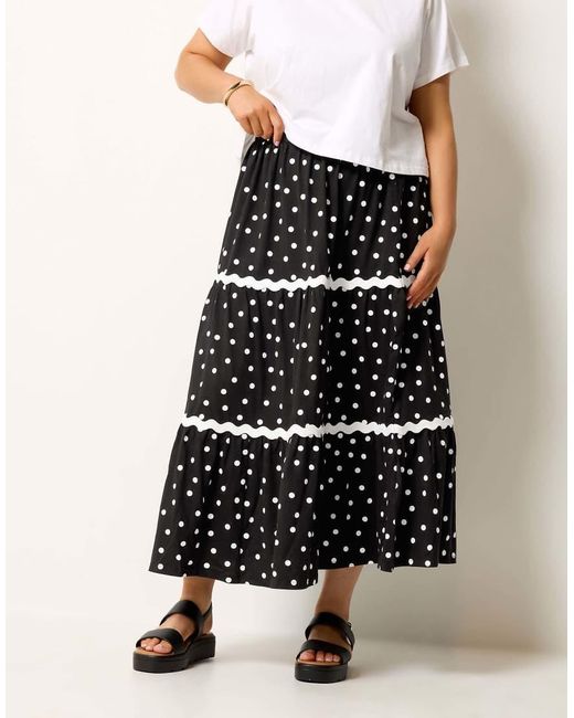 Yours Clothing Black Polka Dot Maxi Skirt