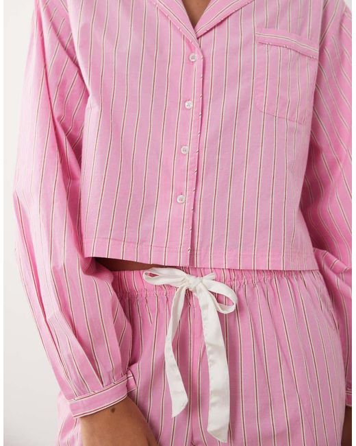 Gina Tricot Pink Mix And Match Poplin Pyjamas Shirt