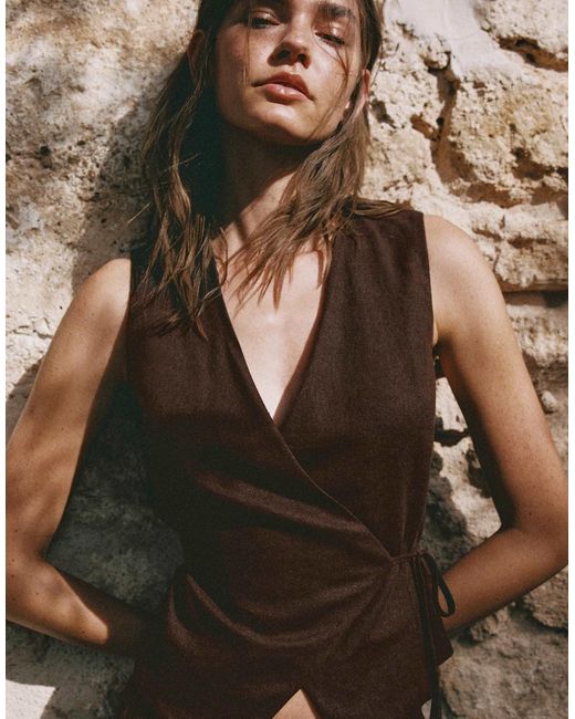 Pull&Bear Black – trägertop aus leinenmix