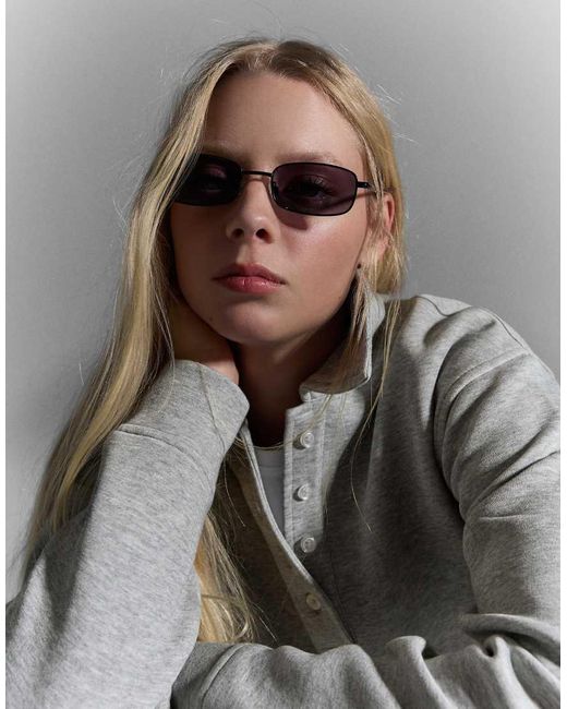 Bershka Gray Rectangular Sunglasses