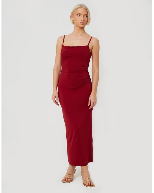 Brave Soul Red Strappy Square Neck Midi Dress