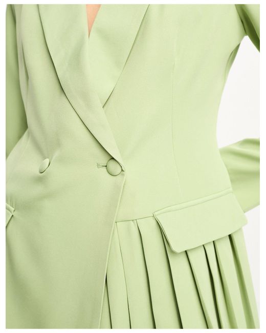 Robe blazer avec ourlet plissé - sauge In The Style en coloris Green