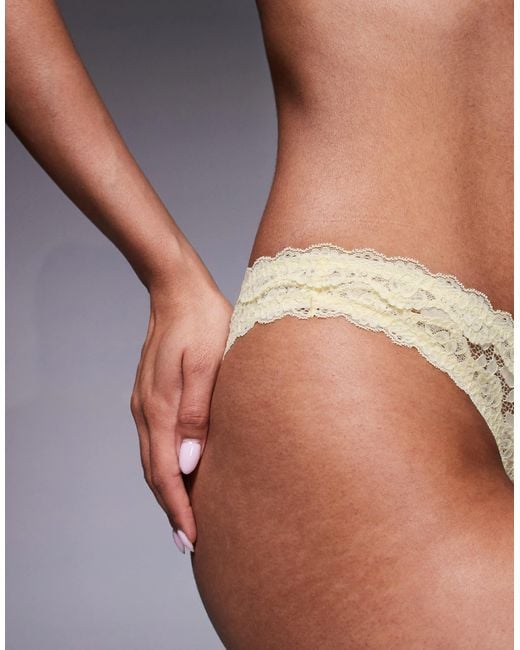 ASOS Brown Hazel All Over Lace Brazilian With Lace Trim