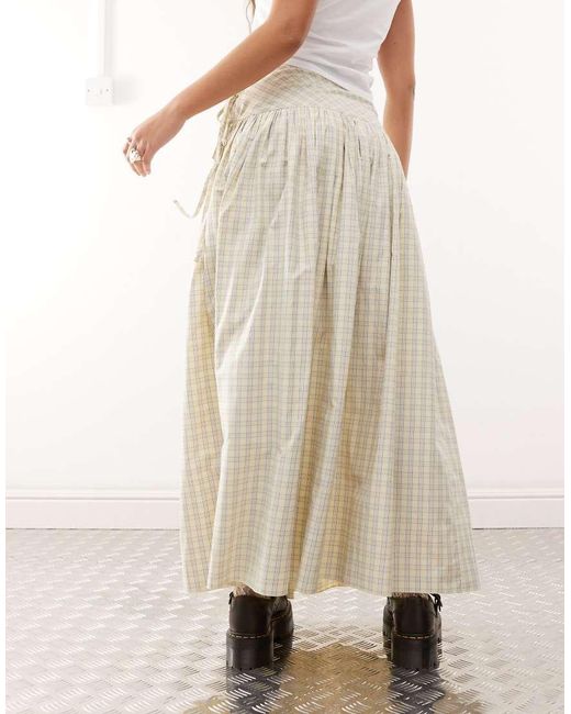 Gonna Lunga Gialla A Quadri Con Vita Scesa di Collusion in Natural