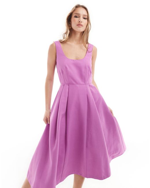 Closet Purple Full Skirt Midi Dress