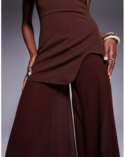 ASOS Purple Bodice Bandeau Jumpsuit With Sheer Wide Leg Trouser
