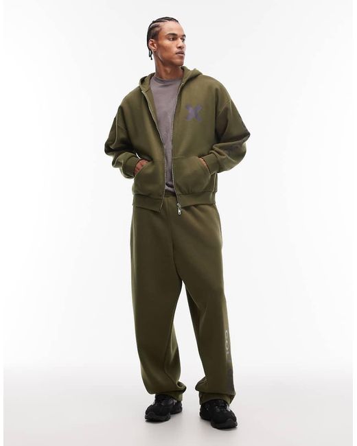 Collusion Green Heavyweight Boxy Hoodie for men