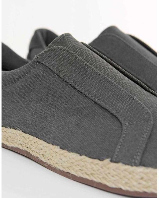 Threadbare Gray Cotton Canvas Slip On Espadrilles for men