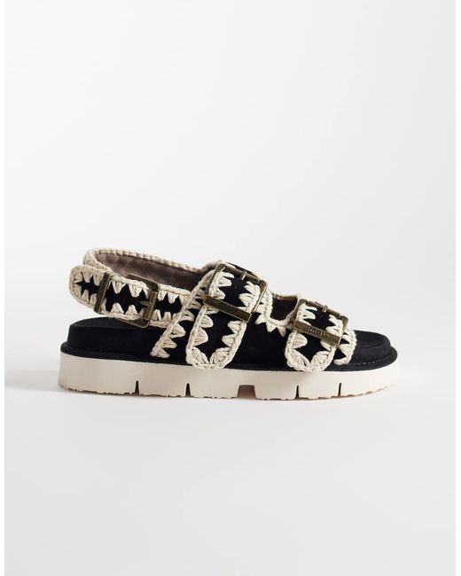 Mou Black Two Buckle Backstrap Sandals
