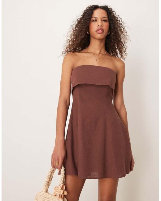 ASOS Bandeau Mini Jurk Met Omslag in het Natural