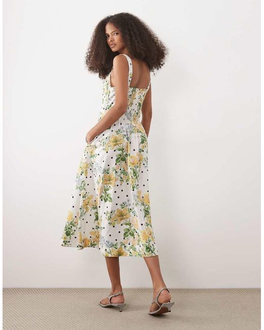 Hope & Ivy White A-line Strappy Corset Midi Dress