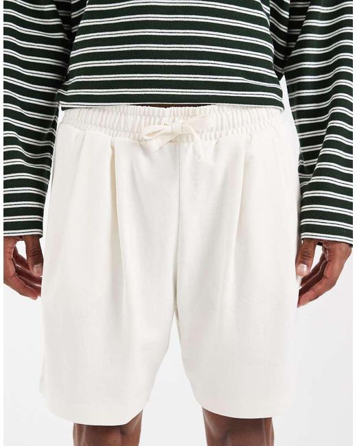 ASOS White Circular Design Collection Pleated Oversized Jersey Shorts for men
