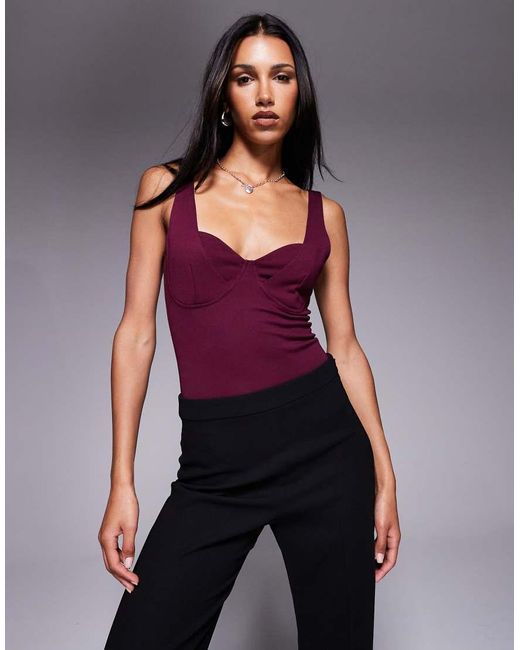 ASOS Body Van Polyamide Met Lage Ronde Hals in het Purple