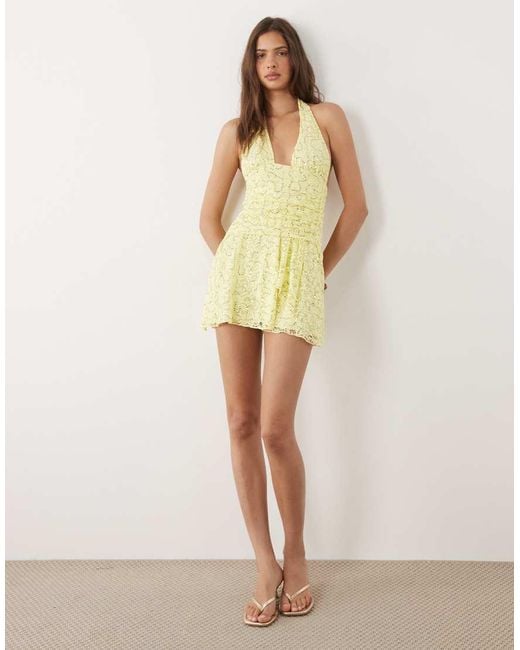 Motel Green Marty Halter Neck Mini Dress With Sequin Detail