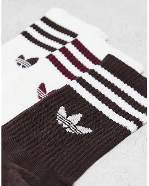 Adidas Originals White 3 Pack Crew Socks for men