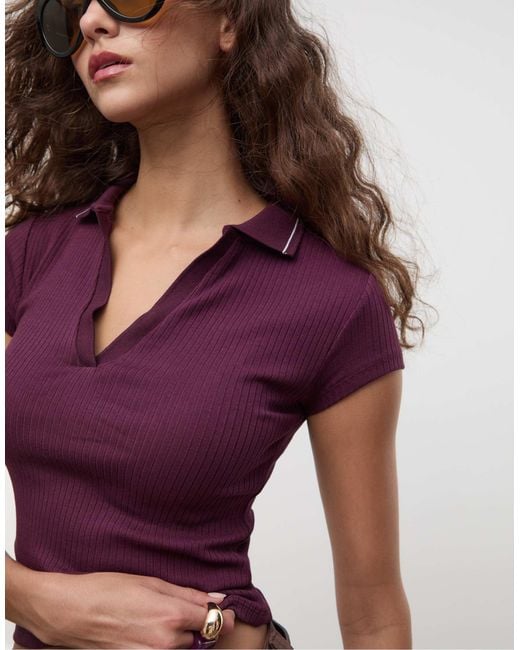 Stradivarius Purple – basic-t-shirt