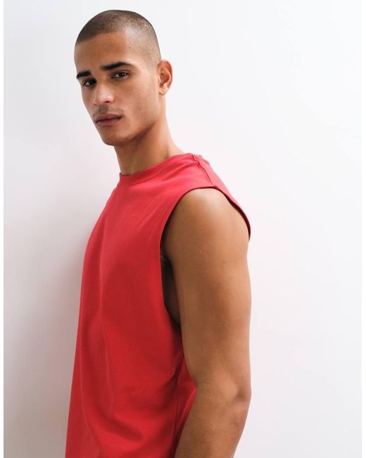 4505 Red Icon Cotton Oversized Pump Training Tank With Quick Dry Finish for men