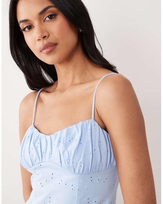 ASOS Blue Eyelet Cami Maxi Dress