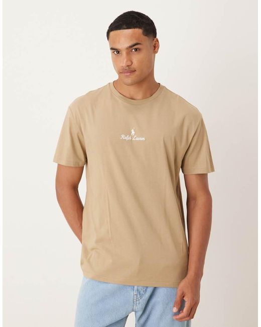 T-Shirt Classica Oversize Con Scritta E Logo Centrale A Icona di Polo Ralph Lauren in Natural da Uomo