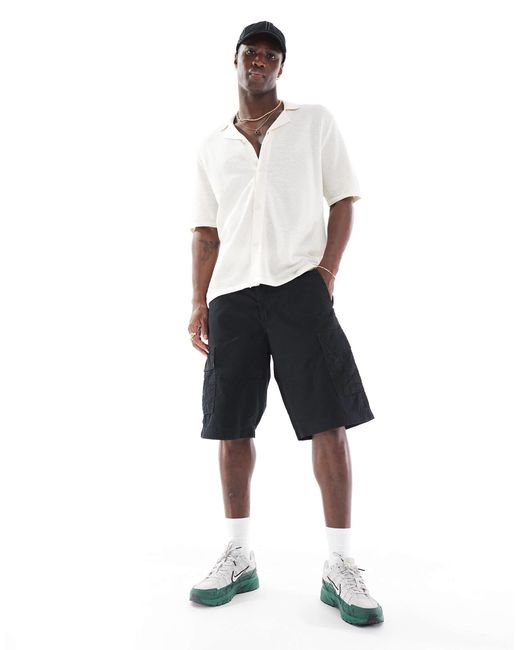 Polo boutonné oversize en maille Jack & Jones pour homme en coloris White