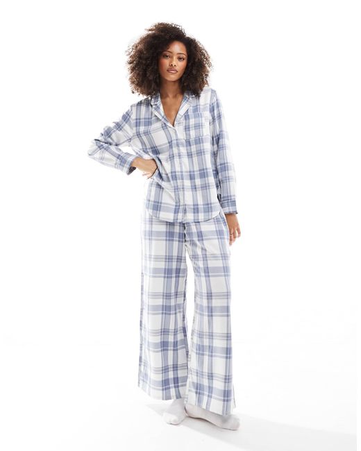 Hollister Blue – pyjama-hemd aus flanell