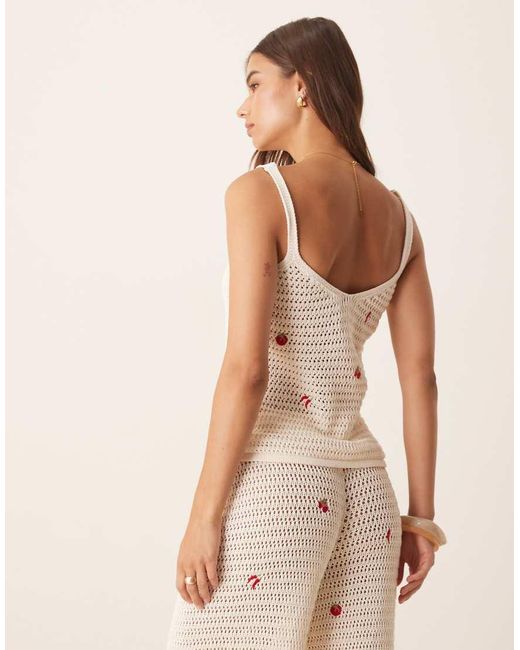 ASOS Natural Knitted Cami Top With Fruit Embroidery Co-ord