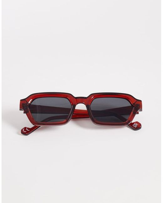 ASOS Red Rectangle Sunglasses for men