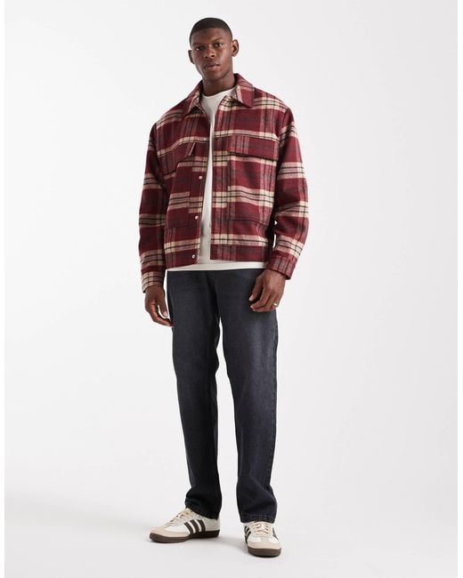 ASOS Red Wool Look Harrington Jacket for men