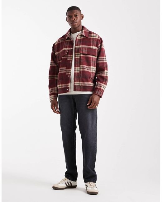 ASOS – harrington-jacke aus wollimitat in Red für Herren