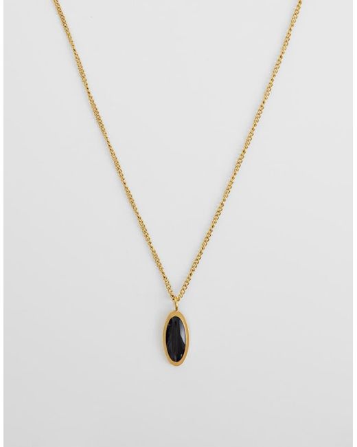 ASOS White Waterproof Stainless Steel Oval Stone Pendant Necklace for men