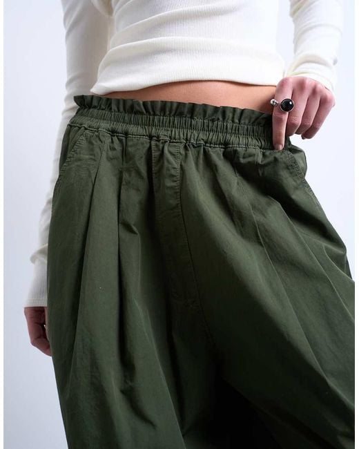 TOPSHOP White Pleated Balloon jogger With Elasticated Waist