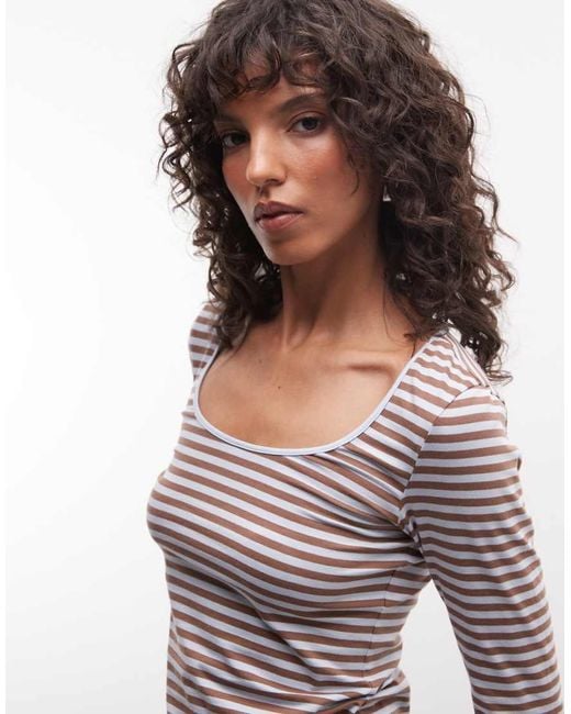 Monki White Scoopneck Long Sleeve Top