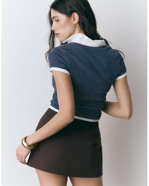 Stradivarius Blue D62 Mini Skort