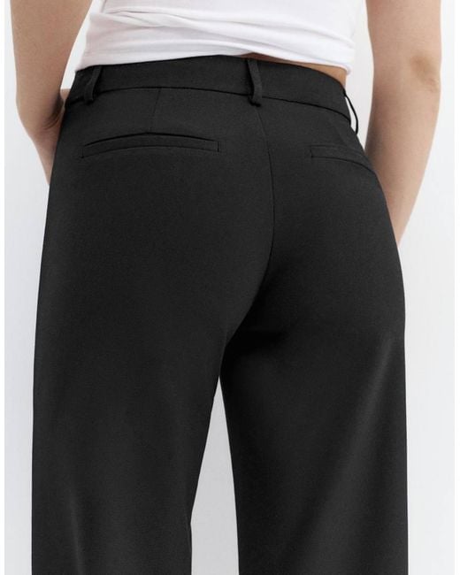 Pull&Bear Black Petite Straight Leg Trousers