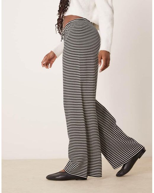 Gina Tricot Gray Supersoft Jersey Wide Leg Trousers With Drawstring Waist