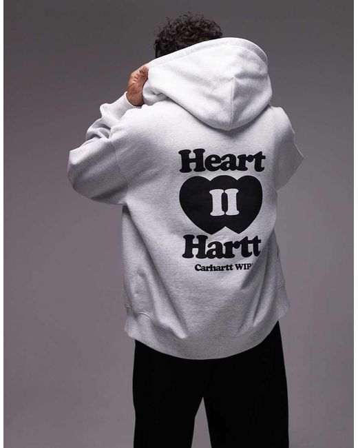 Sudadera Con Capucha, Cremallera Y Estampado "Heart Ii Hartt" De Carhartt de color Gray
