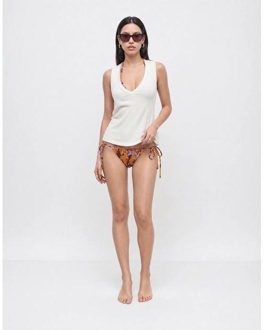 ASOS Natural May Shirred Tie Side Bikini Bottom