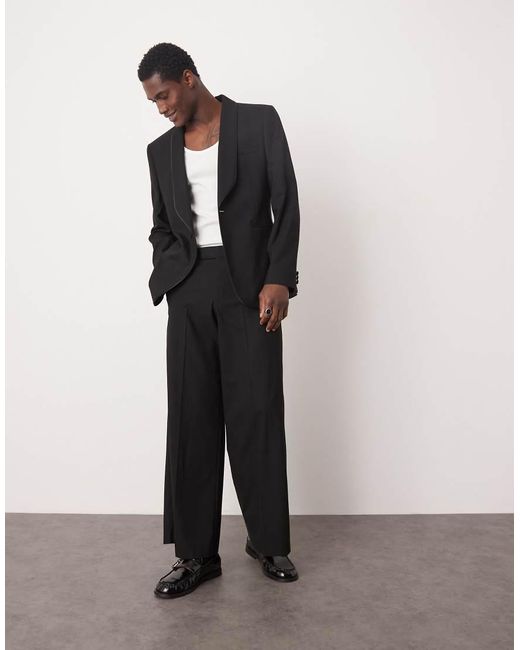 Giacca Slim Nera Con Rever Sciallato di ASOS in Black da Uomo