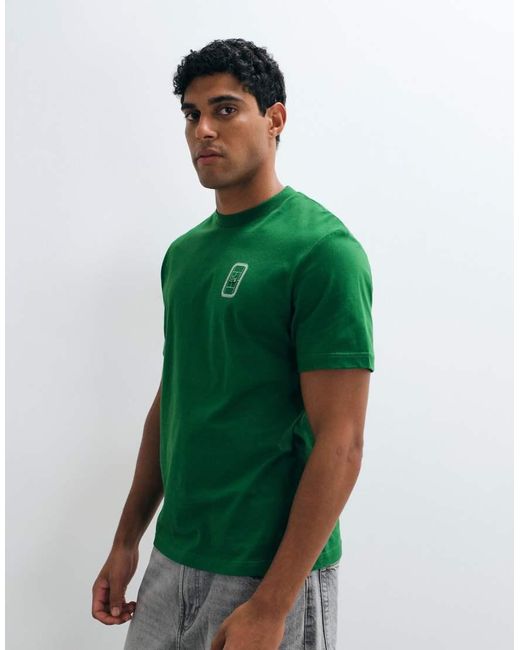 Lacoste Green Classic Fit Graphic Logo T-shrit With Back Print for men