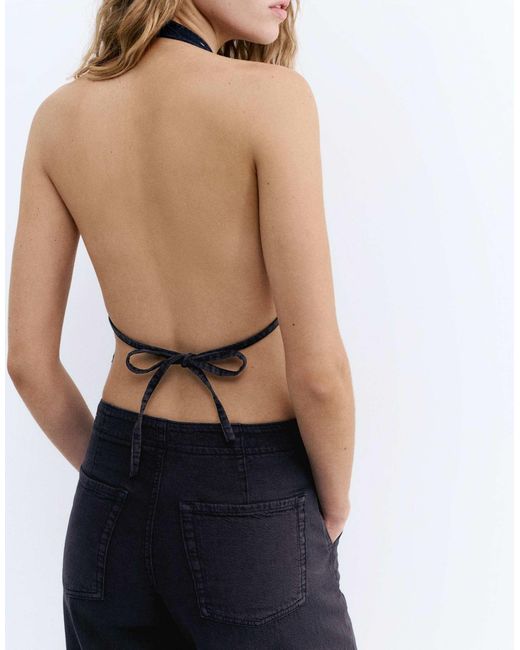 Top dos nu avec oeillets Pull&Bear en coloris Blue