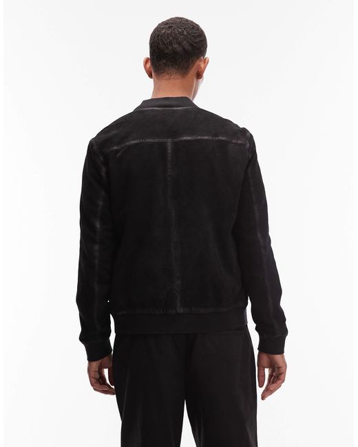 AllSaints Black Kemble Suede Bomber Jacket for men
