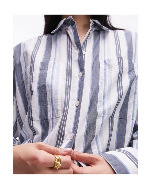 Chemise à rayures - bleu TOPSHOP en coloris White