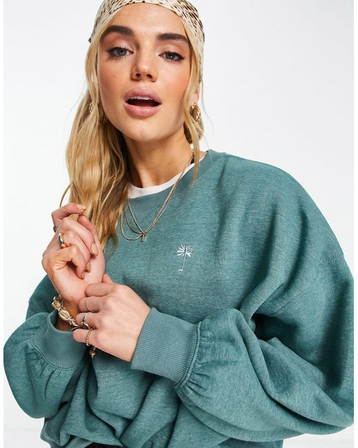 Billabong Green Salty Blonde Vacation Mode Oversized Sweatshirt