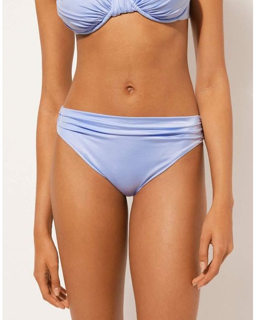 Calzedonia Blue Bikini Bottoms Shiny Satin