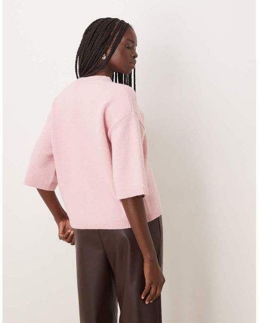 Mango Pink Short Sleeve Knitted Top